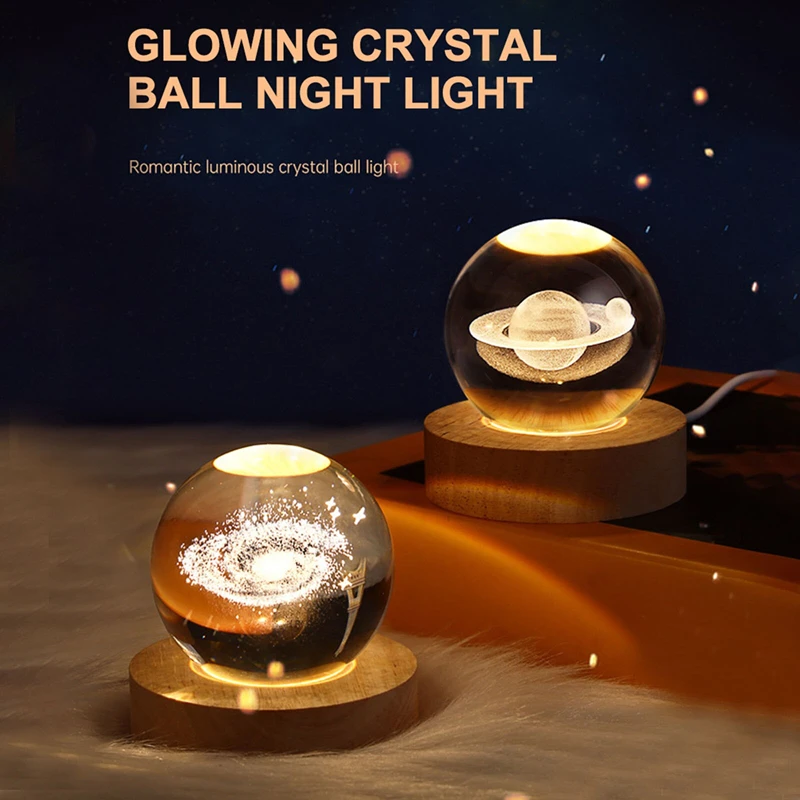 LED Night Light Milky Way Galaxy Solar System Crystal Ball Children Night Lamp Bedroom Ambient Light Creative Gift Night Light - Image 2