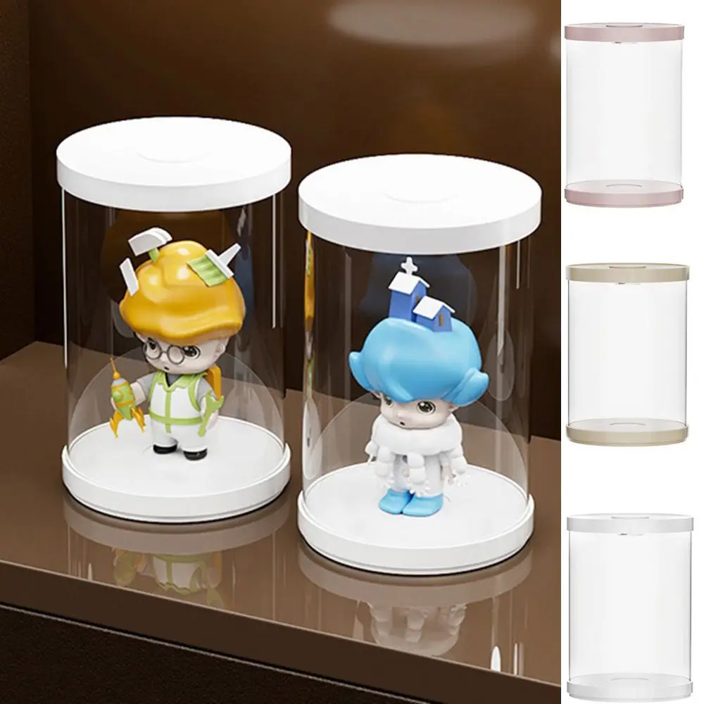 2Pcs Plastic Figurine Display Case Transparent Dustproof Doll Protection Box Round Single Doll Display Cabinet Home - Image 3