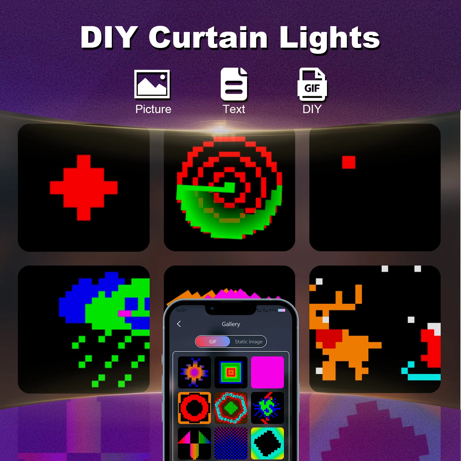 USB Led Smart Curtain Lights Bluetooth App Led String RGB Fairy Lights DIY Music Lights Party Window Curtain Bedroom Decoration - Image 4