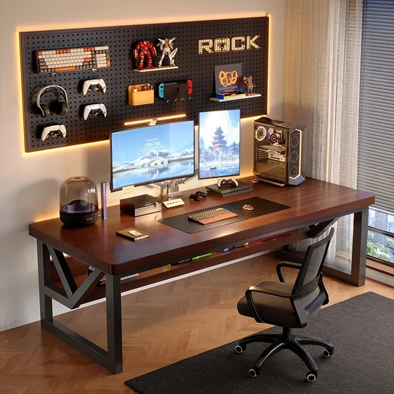 European Wooden Computer Desks Desktop Household Desk Rectangular Bedroom Double Table E-sports Gaming Table Simple Office Desks - Image 2
