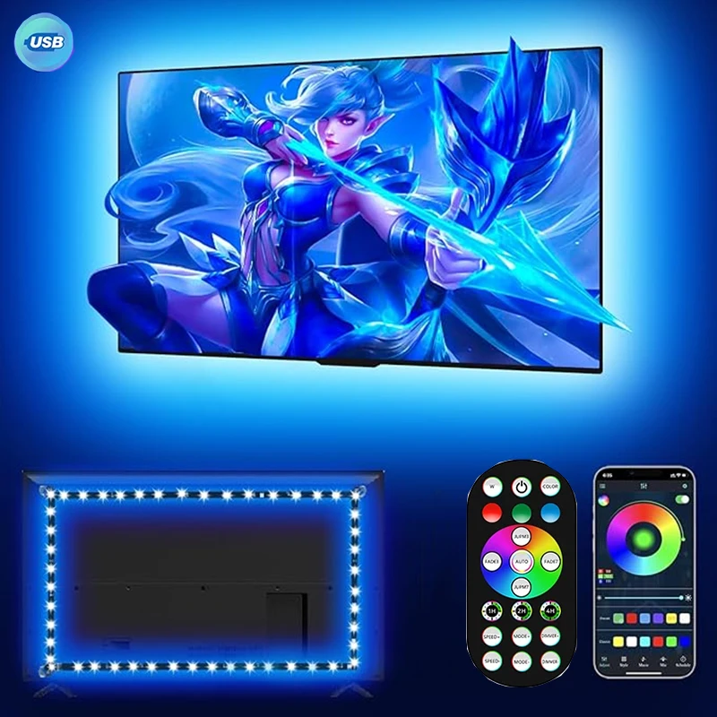USB Led Strip Lights RGB LED Light Smart APP Control for TV Backlight Christmas Party Home Decor Lighting Ribbon Tape for Room