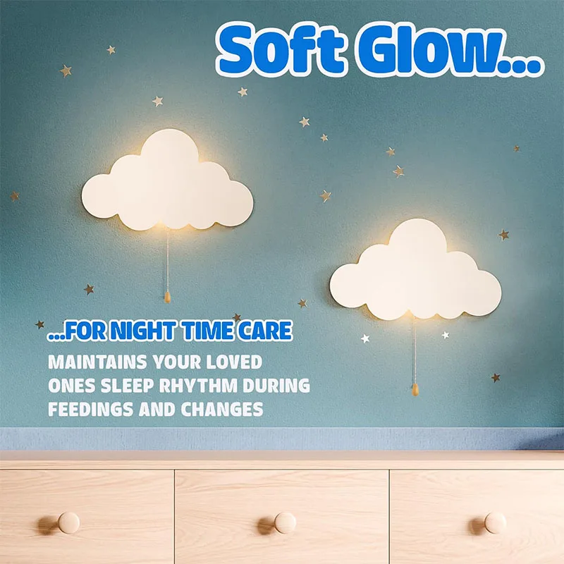 Cloud-Night-Light for Bedroom, Kawaii Kids Cloud Lights for Baby Nursery,Battery-Operated Hanging Cloud Night Lamp - Image 4