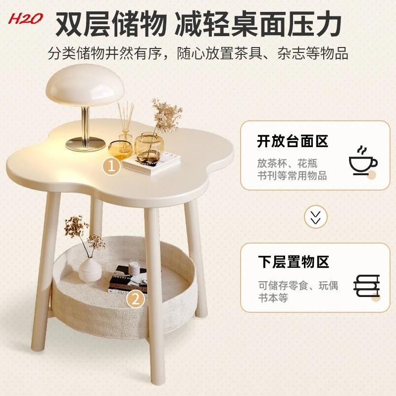 H2O Four-leaf Clover Sofa Side Several Bedroom Small Table Living Room Storage Table Creative Balcony Double Layer Coffee Table - Image 3