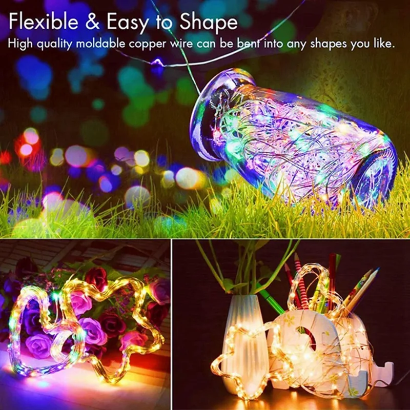 With battery 20 Pack String Fairy Lights Silver Copper Wire Battery Powered Decorations Lights For Wedding Party Christmas Decor - Image 6