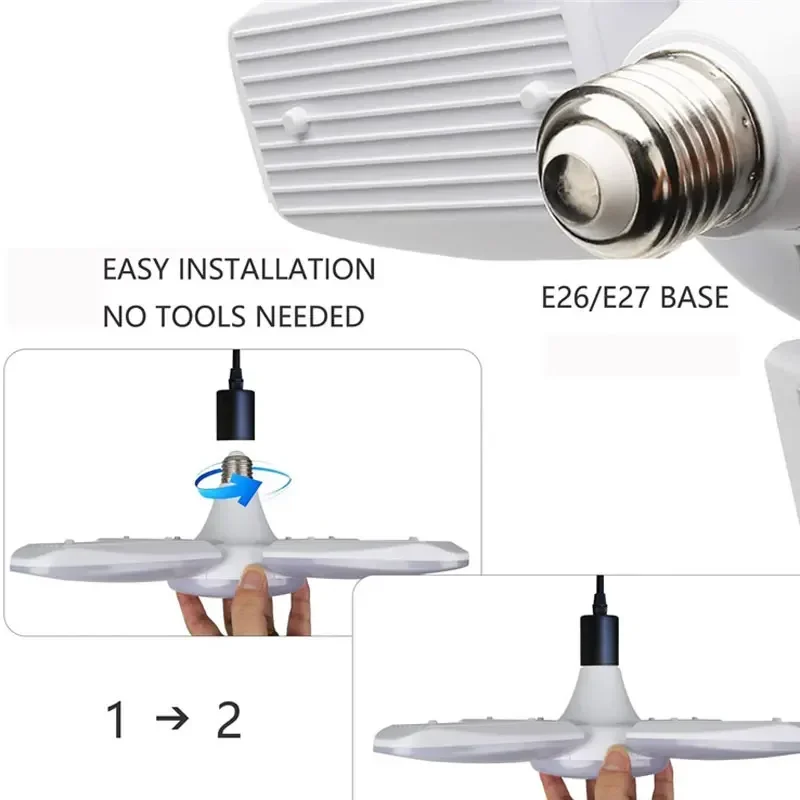 E27 LED Bulb Fan Blade Timing Lamp 220V 110V 28W 360°Foldable Led Industrial Light Bulb Lamp For Home Ceiling Light Garage Light - Image 3