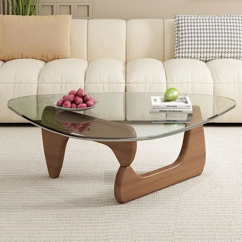 Nordic Living Room Home Simple Light Luxury Creative Special-shaped Transparent Solid Wood Glass Small Tea Table
