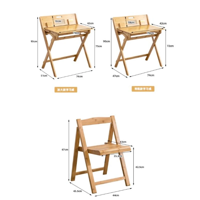 Bamboo Children Study Desk Living Room Foldable Writing Desk Chair Household Space-saving Portable Child Table Home Furniture - Image 6
