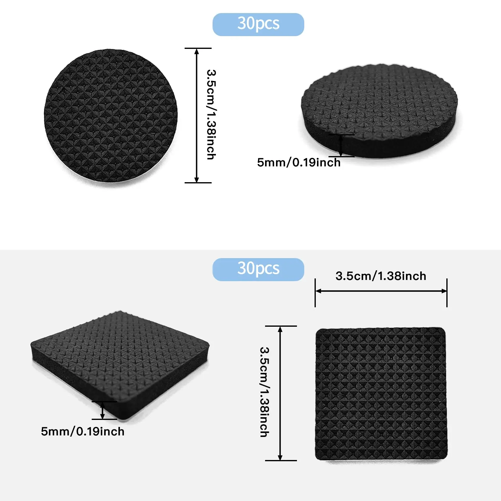 60pcs Heavy Duty Furniture Pads - Non Slip Rubber Feet for Chair Legs and Hardwood Floors - Image 3