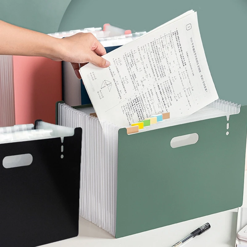 C2 13 Grids Folder A4 Accordion Clear Index Labels Expanding Document Folder File Organizer Desk Management For Office Cabinet - Image 3