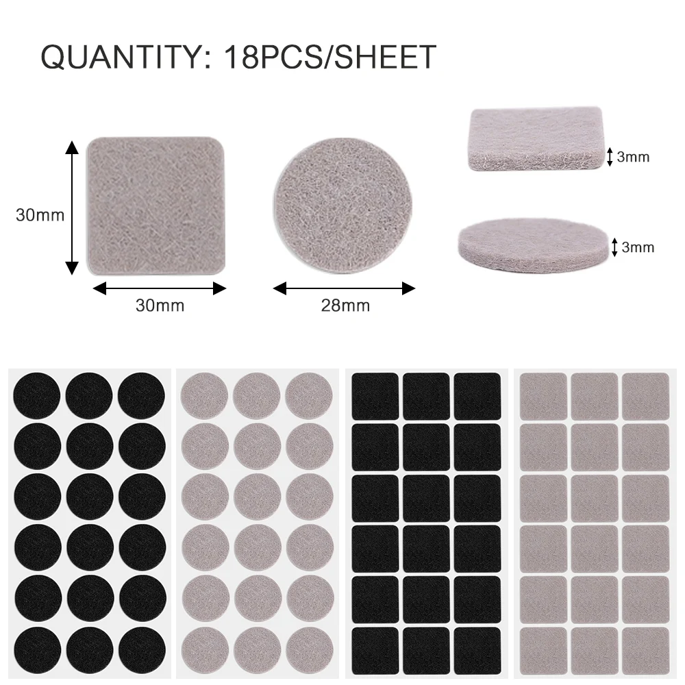 90/18Pcs Felt Furniture Pads Self Adhesive Chair Table Leg Cover Anti Scratch Floor Protectors Mat DIY Furniture Accessories - Image 6