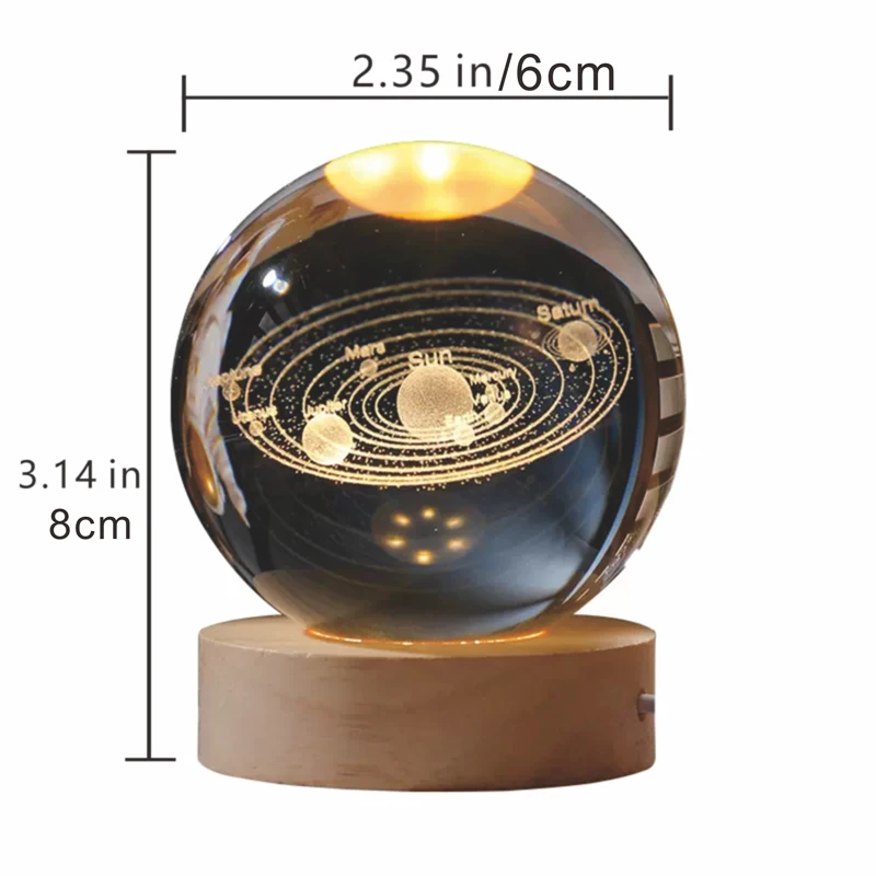 3D Solar system laser carving Crystal ball Color night light, Birthday gift for girlfriend, Classmates and children - Image 5