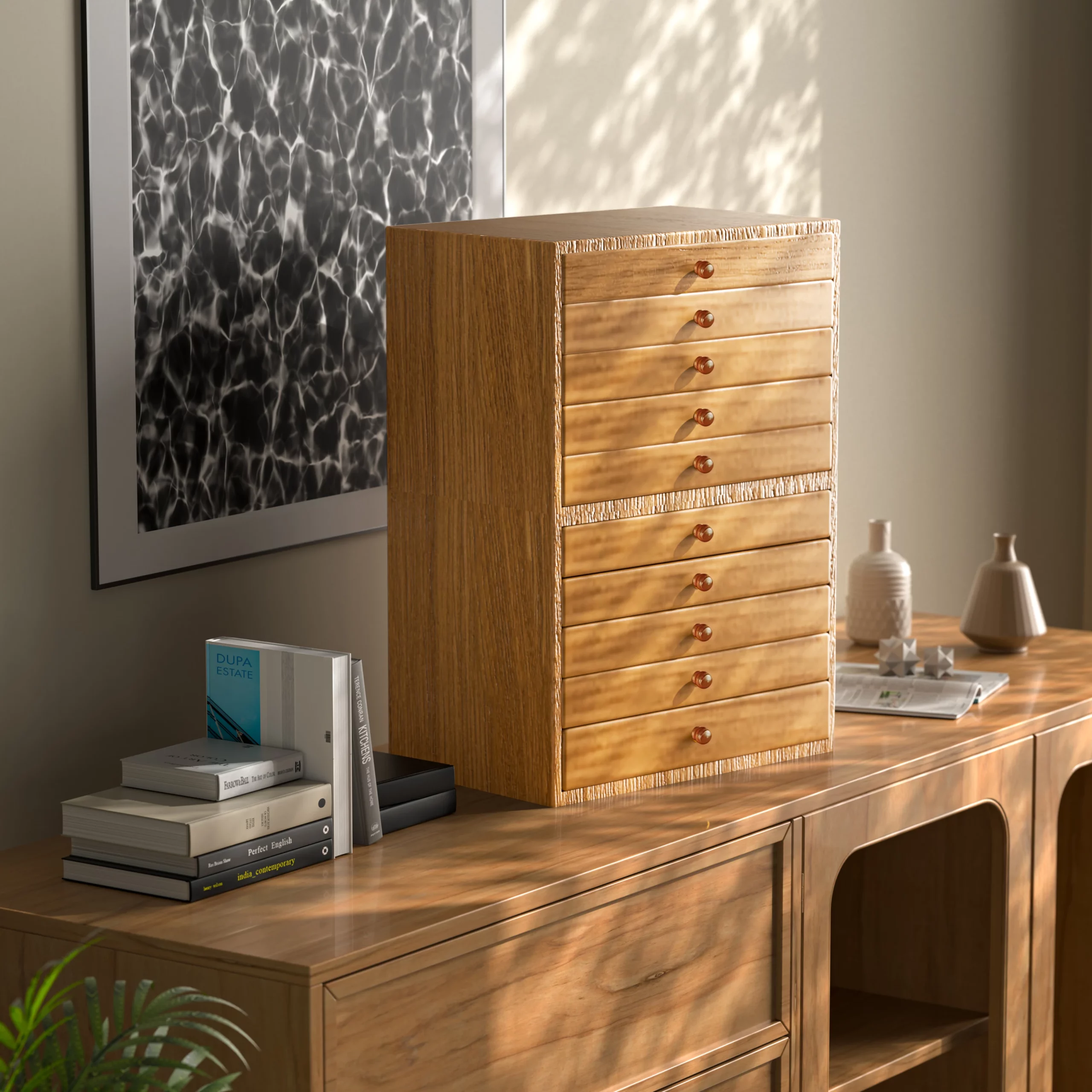 YB 10-Layer Wooden Jewelry Box Cabinet Display Storage Box for Storing Earrings Rings Necklaces Bracelets, Ideal Gift for Mom - Image 6