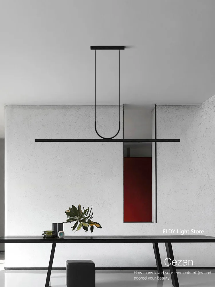 Designer restaurant chandelier 2024 new modern simple dining table lamp Italian minimalist home decoration bar one-line light