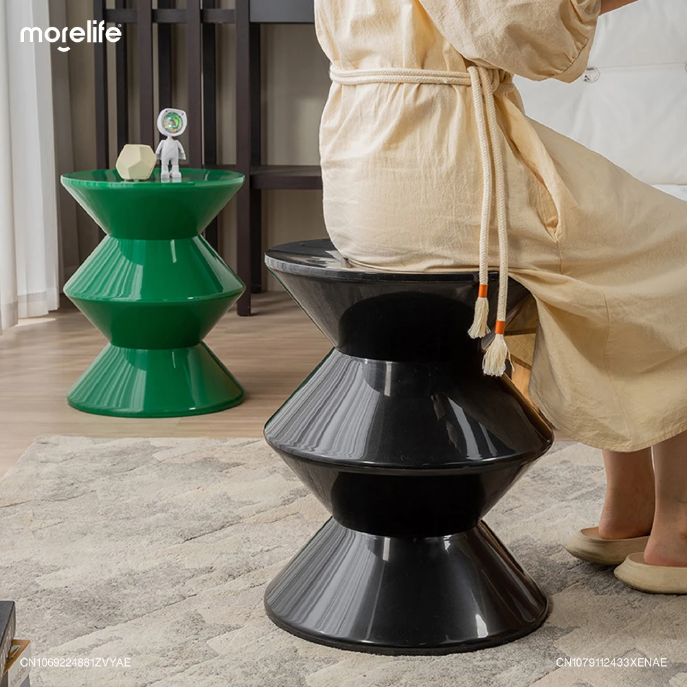 Round Small Coffee Table Plastic Footstool Living Room Sofa Side Tables Shoe Changing Stool Bedroom Small Nightstands Furniture - Image 2