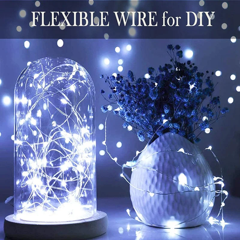 With battery 20 Pack String Fairy Lights Silver Copper Wire Battery Powered Decorations Lights For Wedding Party Christmas Decor - Image 5