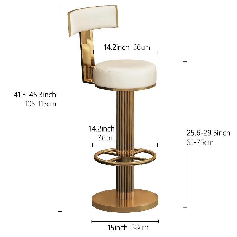 Bar Stools Height Adjustable Swivel Bar Chair Stainess Steel Kitchen Counter Golder Stools Dining Desk High Chairs - Image 3