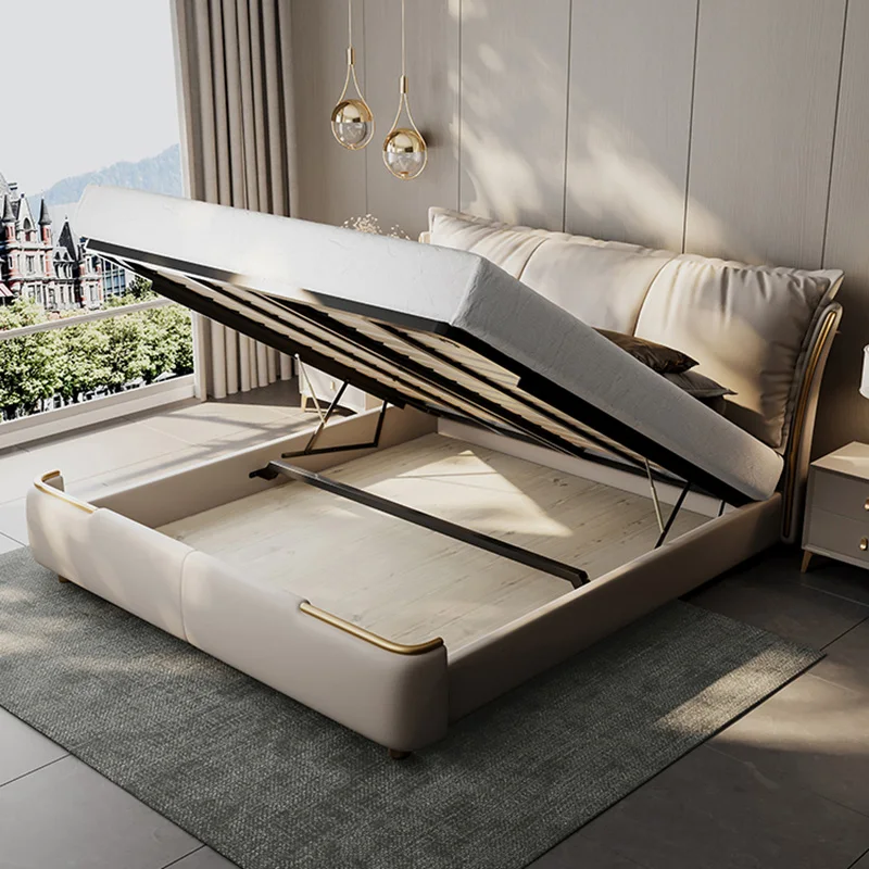 Minimalist Bedroom Bed Queen Size Leather Lounge Storage Bed Modern Multifunctional Camas Y Muebles Dormitorio Home Decor - Image 3