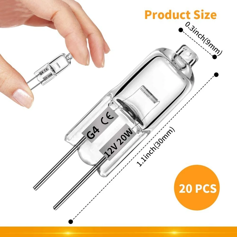 20 Pcs G4 Halogen Bulbs,20W 12V Halogen Light Bulbs 2 Pin Clear Lamp Bulb,For Cooker Lighting,Signal Lights,Track - Image 5