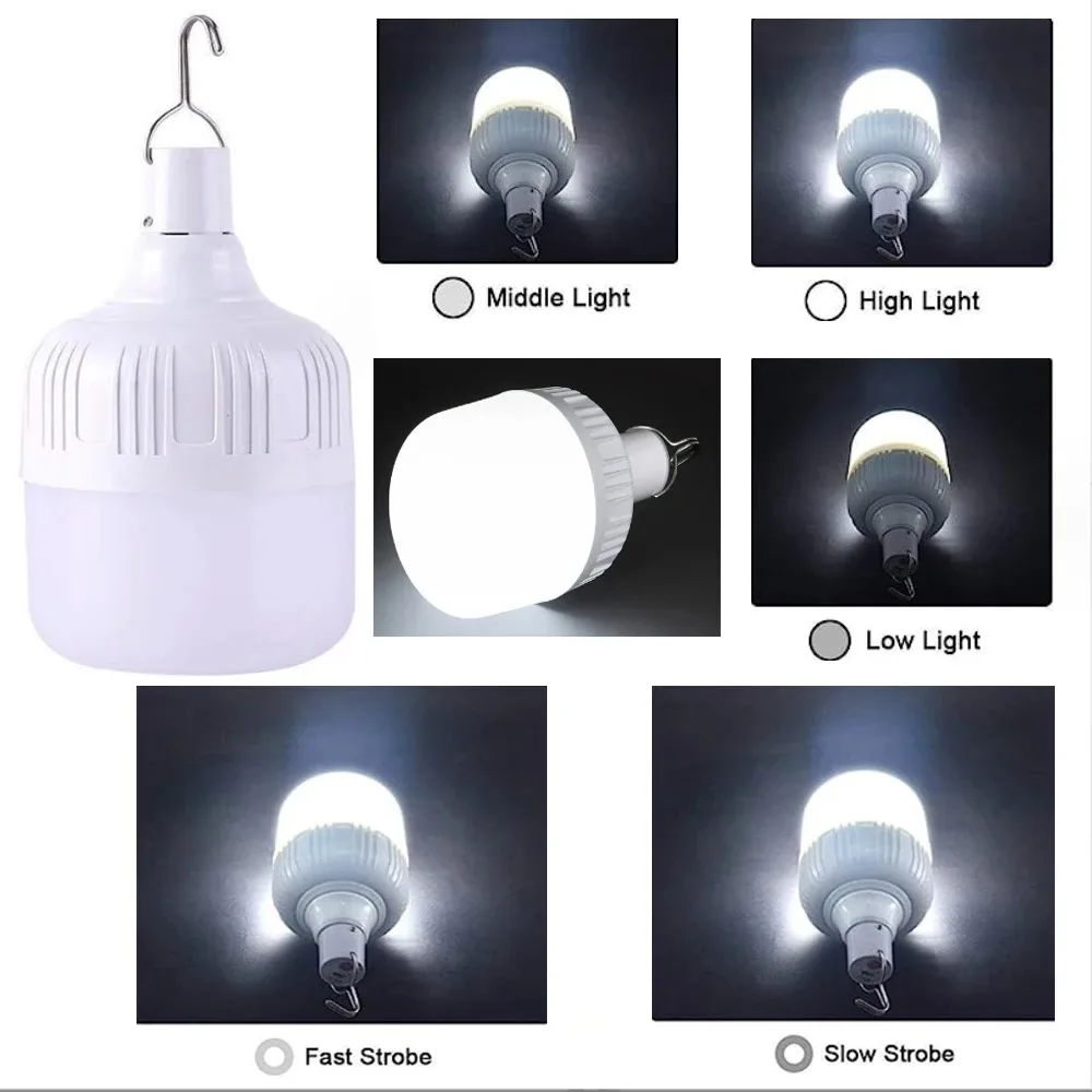 1-8pcs Portable Outdoor Camping Lights USB Rechargeable lamp LED Emergency Bulb Hook High Power Tents Lantern Night Lights Bulb - Image 4