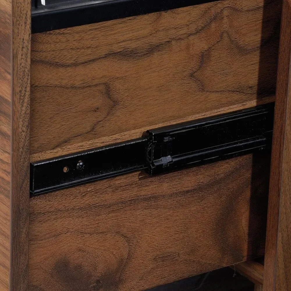 File Wood Cabinet Grand Walnut Finish 5-tier Chest of Drawers With Wheels Desk Filing Cabinet Vinyl Stand - Image 5