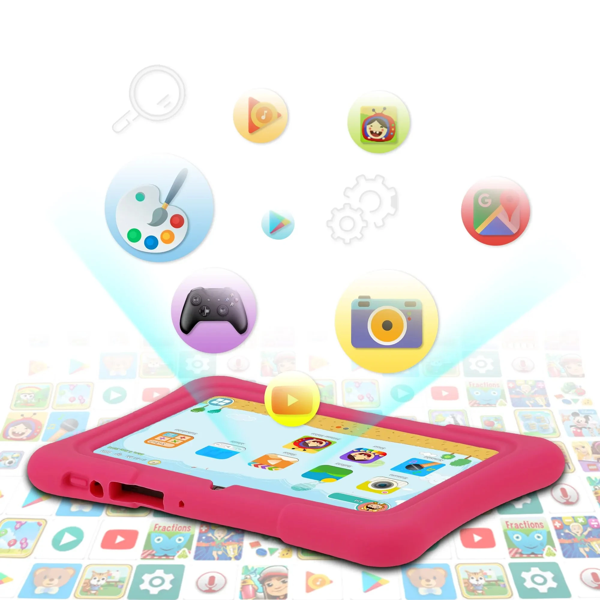 PRITOM 7 Inch Kids Tablet Core Android 10 32GB WiFi Bluetooth Educational Software Installed 2GB+128GB running memory warranty - Image 3