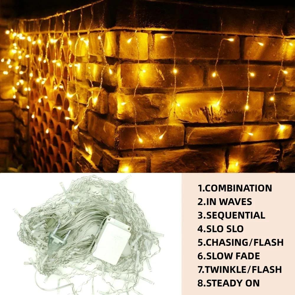 Christmas lights Curtain String Light Waterfall Outdoor Decoration 5M Droop 0.4-0.6m Fairy Led Lights for Garden Party Holiday - Image 4