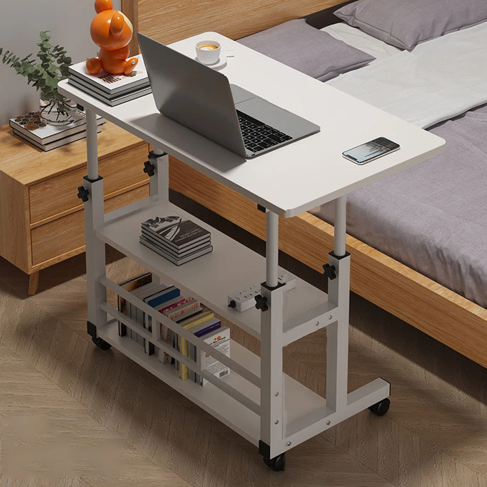 Adjustable Bedside Laptop Desk Multi-Layer Storage Height Adjustable Bedside Table Height Adjustable Laptop Desk for Home Office - Image 3