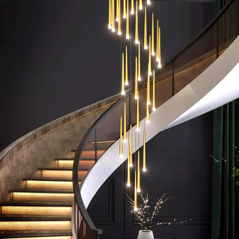 Modern ring stairs led lights pendant light lamps for living room led Chandeliers for dining room hanging light indoor lighting - Image 6