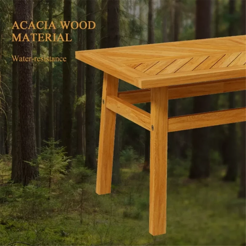 Home Furniture Acacia Wood Rectangle Coffee Table, Walnut Finish, Living Room Furniture Wood Table Side Table
