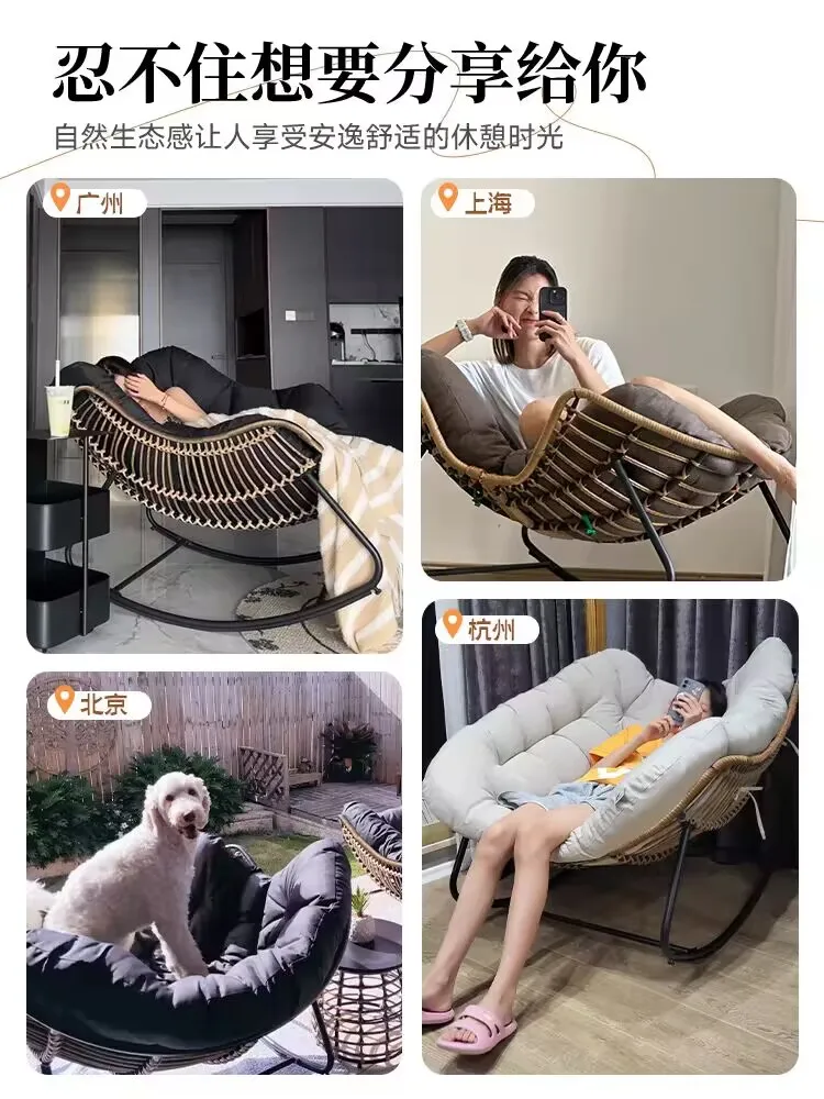 Balcony Single Lazy Sofa Rocking Chair Human Bird Nest Rattan Weaving Rocking Chair Leisure Sofa Home Rattan Chair Nap chair - Image 5