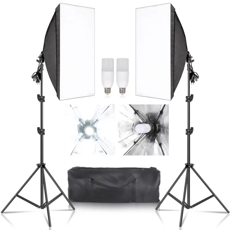 15-135W Bulb Professional Photography softbox Lighting soft box 2M Tripod E27 Photographic Continuous Light System Photo Studio