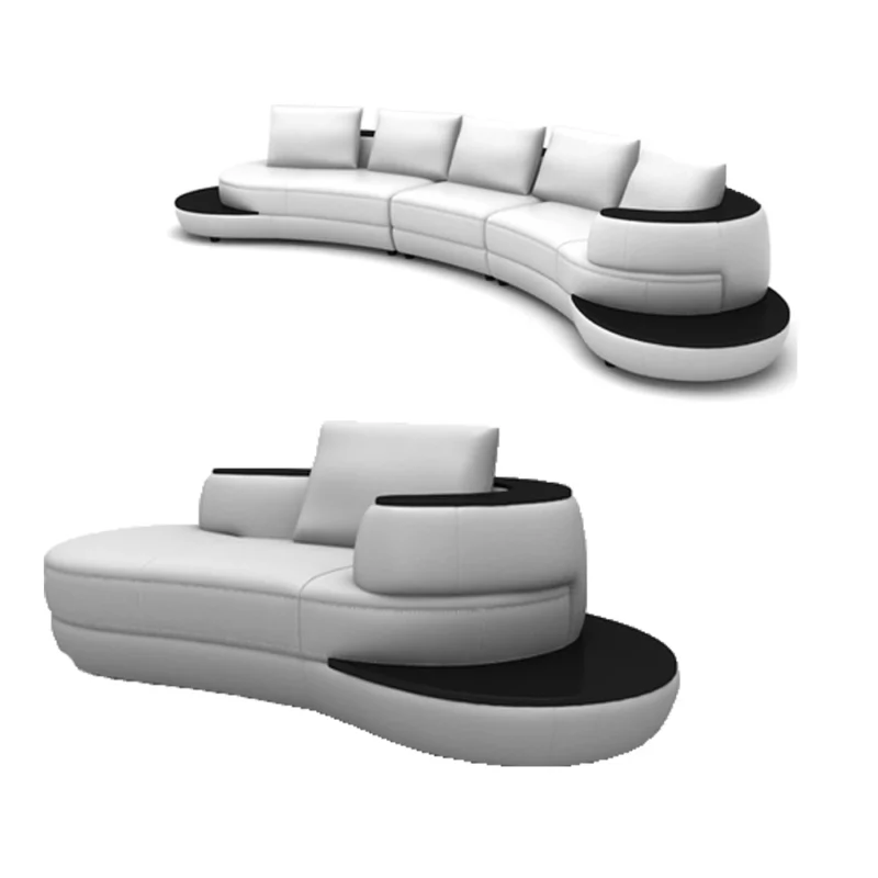 MANBAS Italian Leather Sofa, High Quality Top Grade Genuine Leather Sectional Corner Couch Arc Shaped for Living Room Furniture