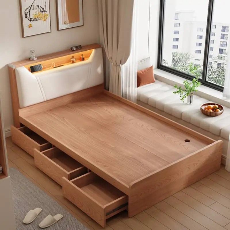 Pretty Bedroom Modern Bed Frame Storage Wooden Luxury House Twin Queen Bed Bases Full Size Camas Matrimonial Home Furniture - Image 4