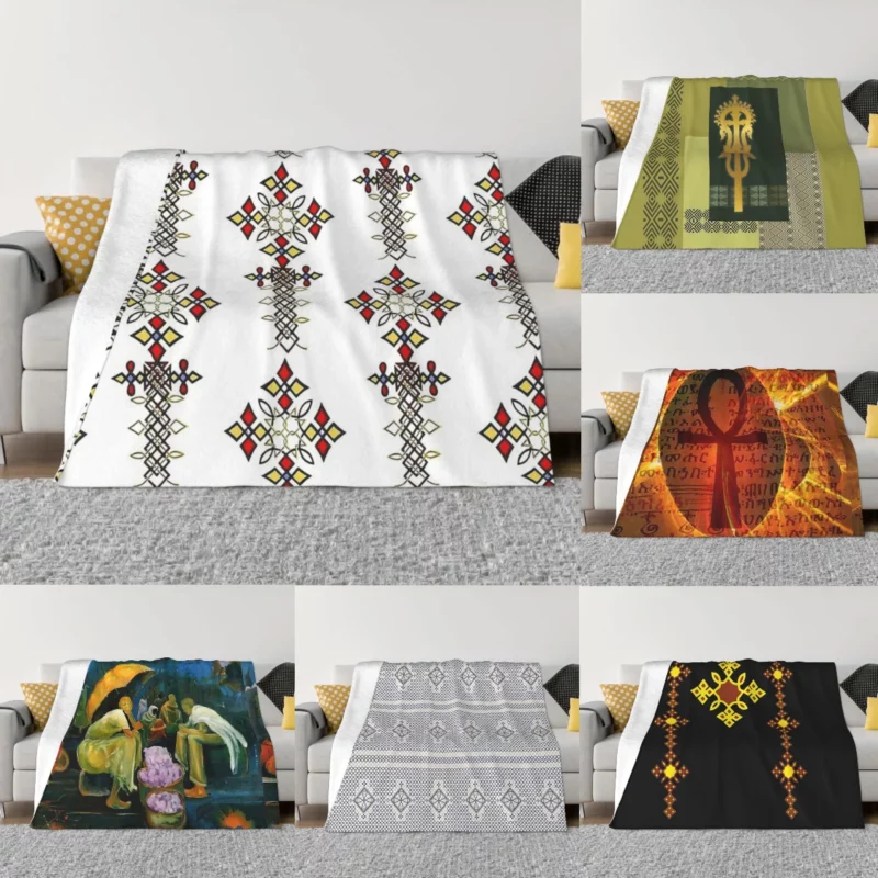 Home decoration Sofa blanket Ethiopian Cross Art pattern Bedspread on the bed fluffy soft blankets thick blanket for winter