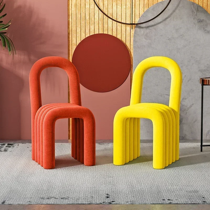 Makeup Dressing Stool Special-Shape Lambswool Home Decorative Chair Creative Nordic Rainbow Dining Chair for Bedroom Living Room - Image 4