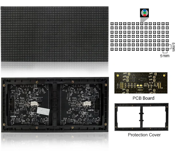 SMD P5 Indoor LED Display Module 16Scan 320x160mm 64×32dots using for led screen display send free cable for module full color - Image 6