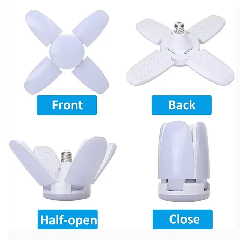 E27 LED Bulb Fan Blade Timing Lamp 220V 110V 28W 360°Foldable Led Industrial Light Bulb Lamp For Home Ceiling Light Garage Light - Image 2