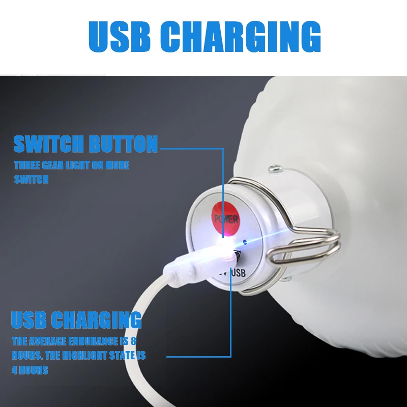 1-8pcs Portable Outdoor Camping Lights USB Rechargeable lamp LED Emergency Bulb Hook High Power Tents Lantern Night Lights Bulb - Image 2