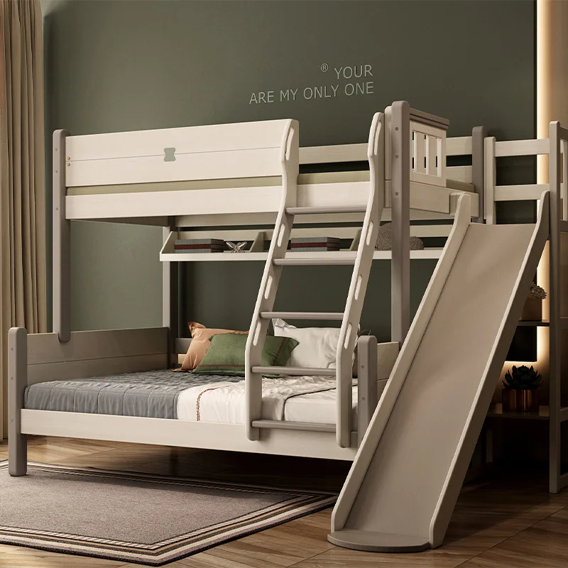 Wooden bunk bed for kids modern style kids bunk bed with children slide in stock - Image 2