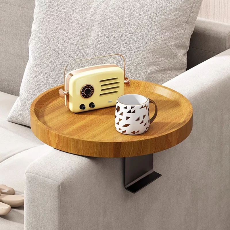 Mini Solid Wood Round Tray Shelf Family Living Room Sofa Side Table Small Coffee Table Bedroom Small Desk Shelf