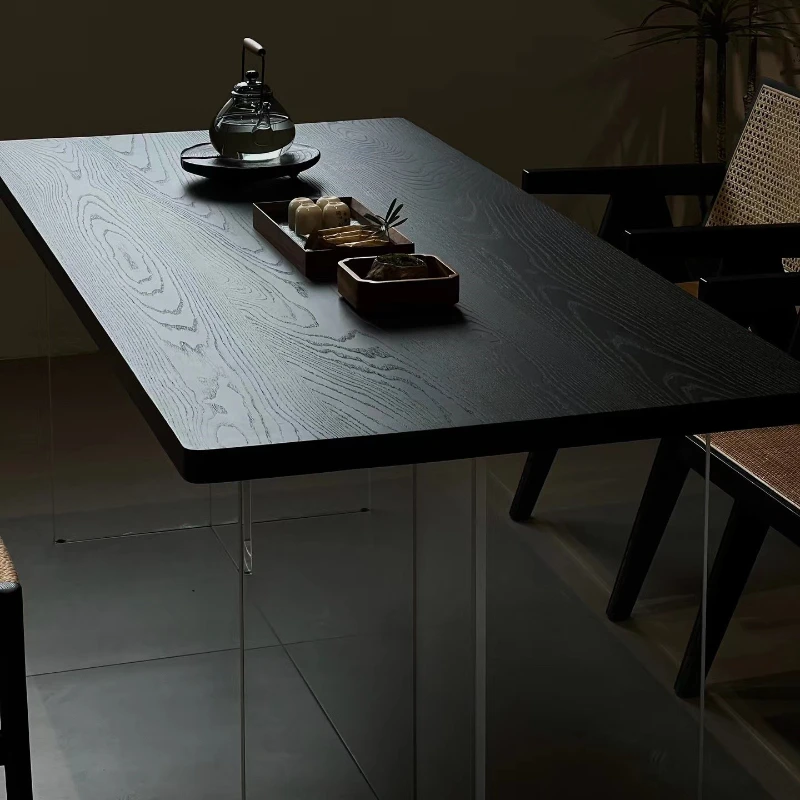 Black Transparent Dining Table Nordic Solid Wood Design Coffee Kitchen Tables Acrylic Retro Tavoli Da Pranzo Furniture HD50CZ - Image 4