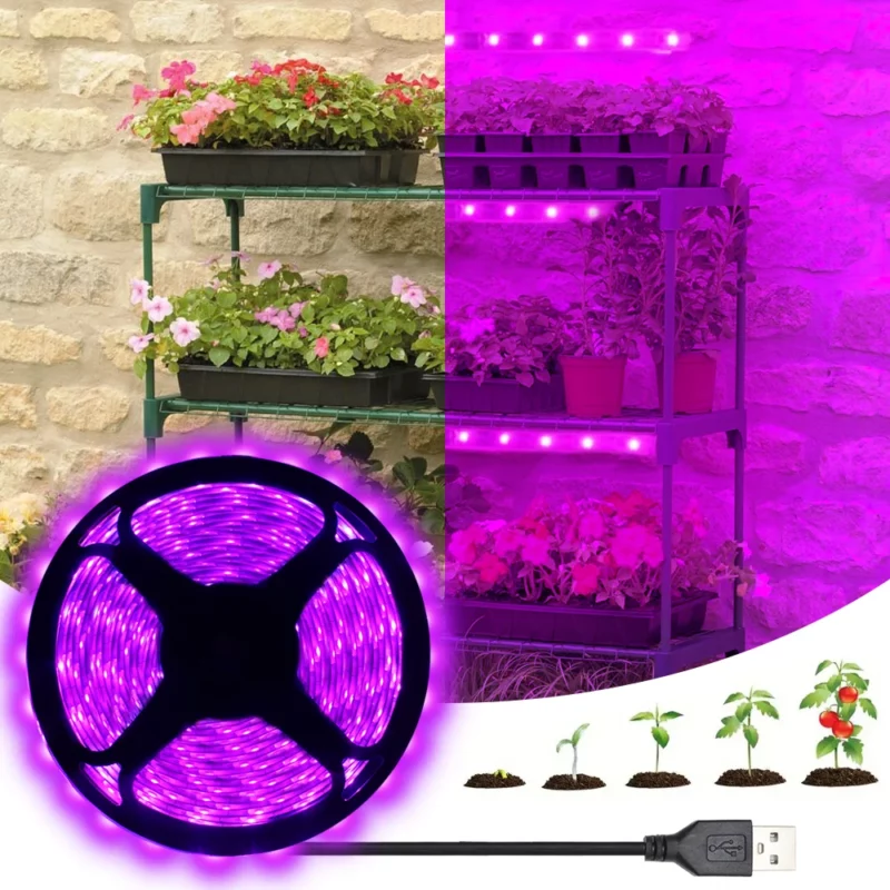 USB LED Plant Grow Light Strip 5V Full Spectrum Plant Growth Light Greenhouse Phytolamp for Plants Hydroponics Growing System