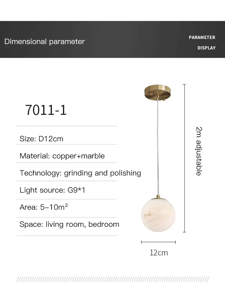Marble Ball Pendant Lamp Bedroom Bedside Living Room Coffee Shop Indoor Modern Decor LED Single Small Pendant Light Fixture 2024 - Image 5