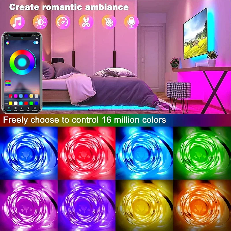 LED Strip Light WIFI Bluetooth Control 5050 RGB Led Lights Flexible Ribbon Luces Led 1M-30M 5V USB TV BackLight Room Decoration - Image 2