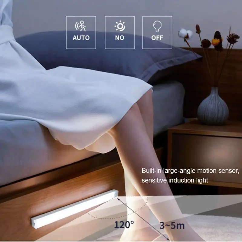 10/20/30/50cm Motion Sensor Night Light Tube Wireless LED Light USB Rechargeable Wardrobe Cabinet Lamp For Home Kitchen Bedroom - Image 4