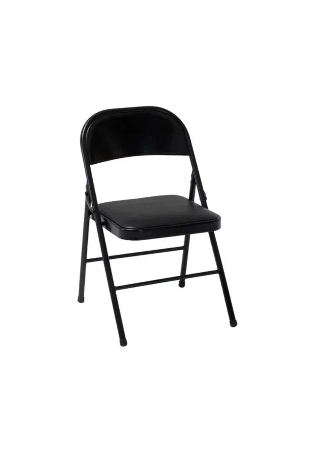 Steel Folding Chair (4 Pack), Black Furniture Accent Chair Modern Dining Table Dining Chair Outdoor Chair and Table - Image 2