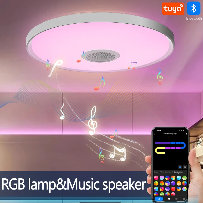 65W TUYA Smart APP Ceiling Lamp LED Music Light Speaker RGB Dimmer Remote Control Bluetooth WIFI 220V 45W 62W Bedroom Home Decor - Image 2