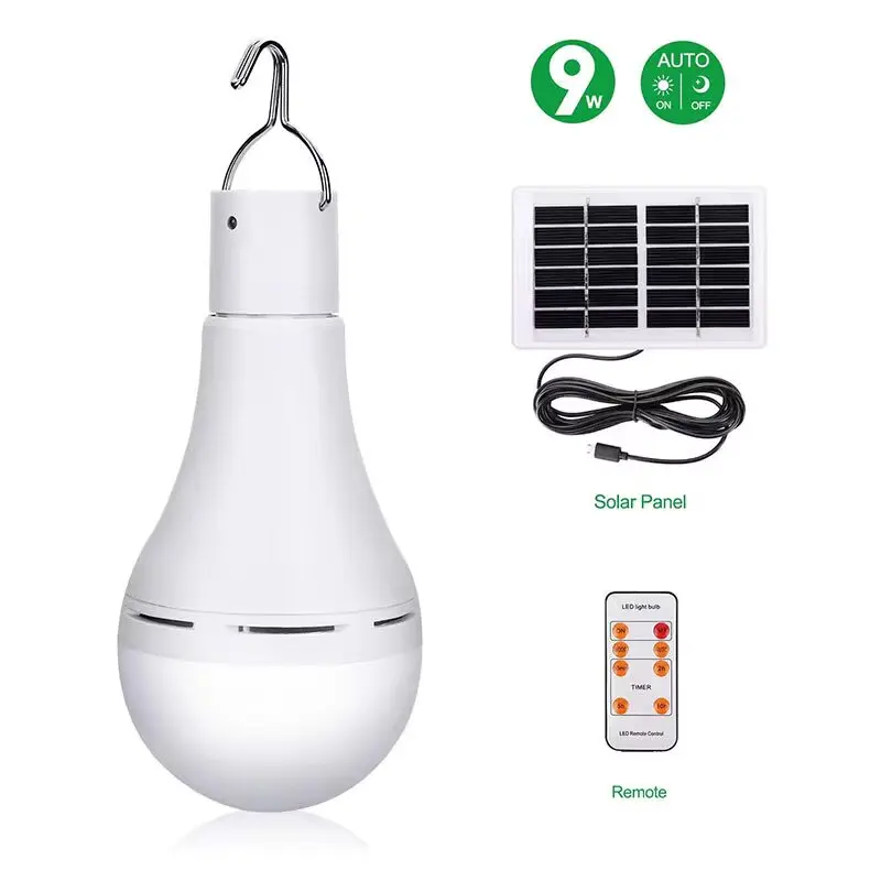 LED Solar Bulb Light Waterproof Outdoor 5V USB Charged Hanging Emergency Sunlight Powered Lamp Portable Powerful Indoor House