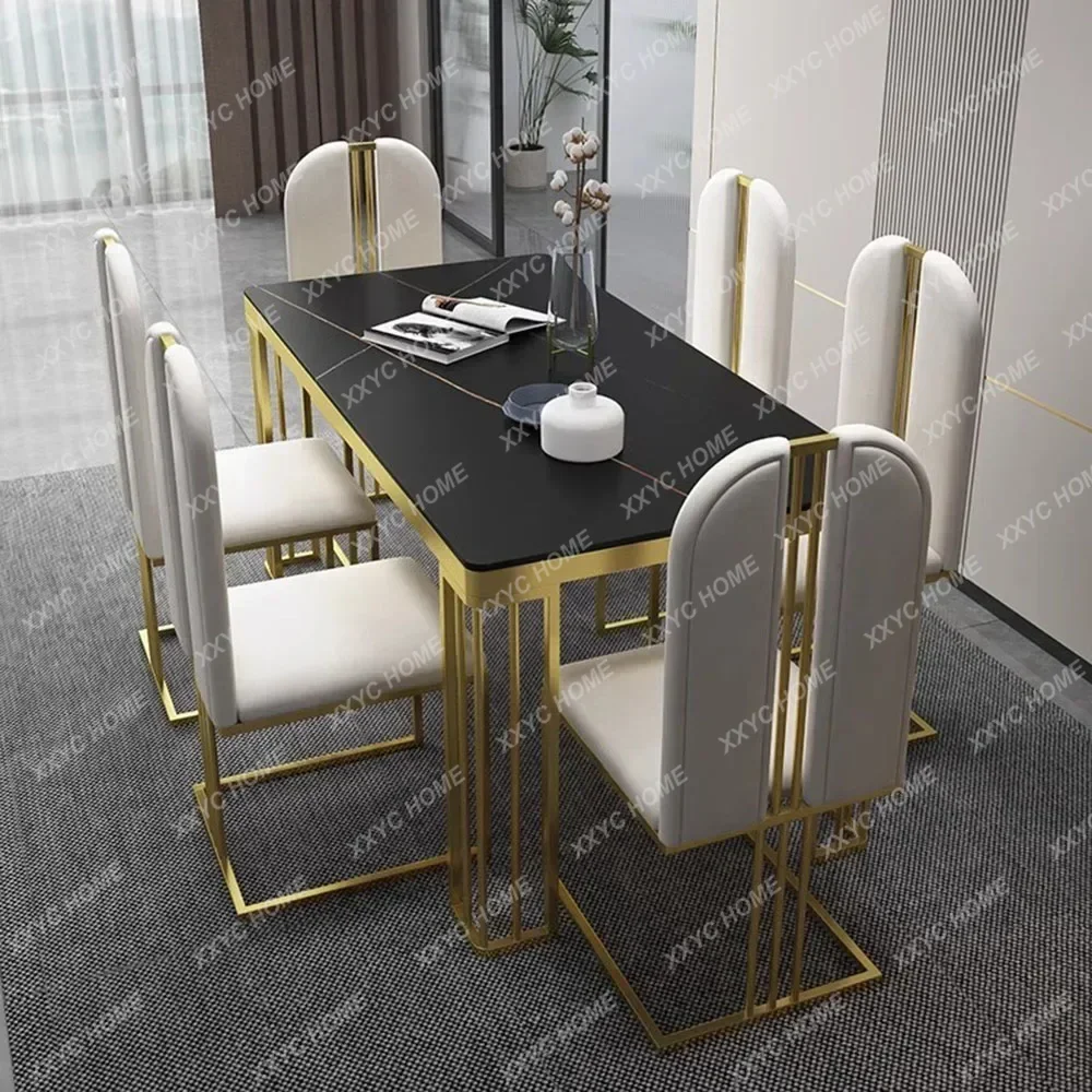 Kitchen Luxury Dining Room Table And Chair Set Large Minimalist Italian Accent Dining Tables Marble Mobilador Kitchen Furniture - Image 6