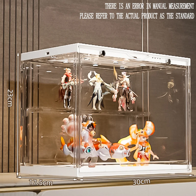 Voice Control Band Lamp Toy Display Cabinet Transparent Acrylic Display Box Dustproof Building Block Car Model Storage Rack